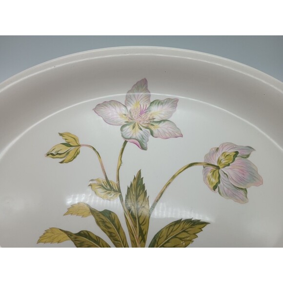 Vtg Crown Pottery Transferware Platter  Botanical Flower - Picture 2 of 8